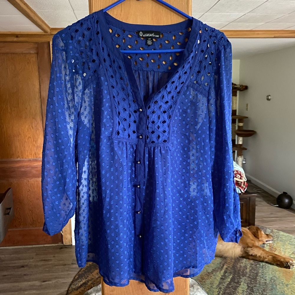 Beautiful Blue Blouse - Picture 2 of 3